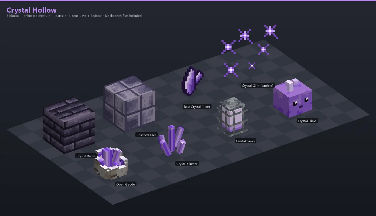 Crystal Hollow Asset [Java + Bedrock + Blockbench] — Minecraft Resource Pack by ScorpionTeam