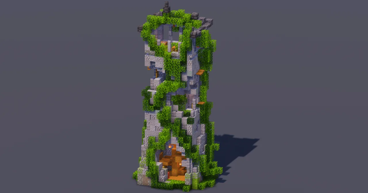 Mossy Overgrown Medieval Tower — Minecraft Build by MellowHat