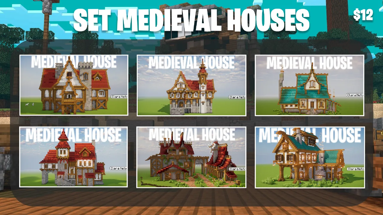 Pack 43 Medieval Houses — Minecraft Build by claraneto