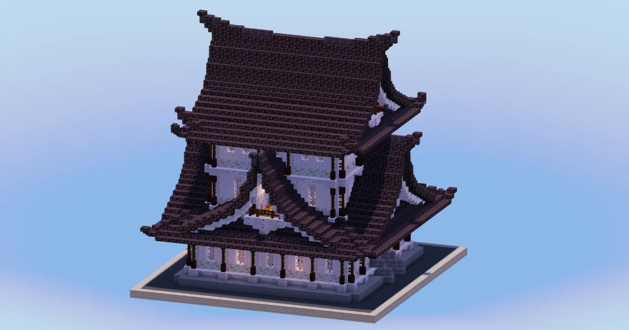 Japanese Temple Black and White version — Minecraft Build by LeonisBuilds