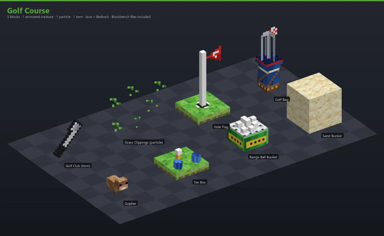 Golf Course Asset Download [Java + Bedrock + Blockbench] — Minecraft Resource Pack by ScorpionTeam