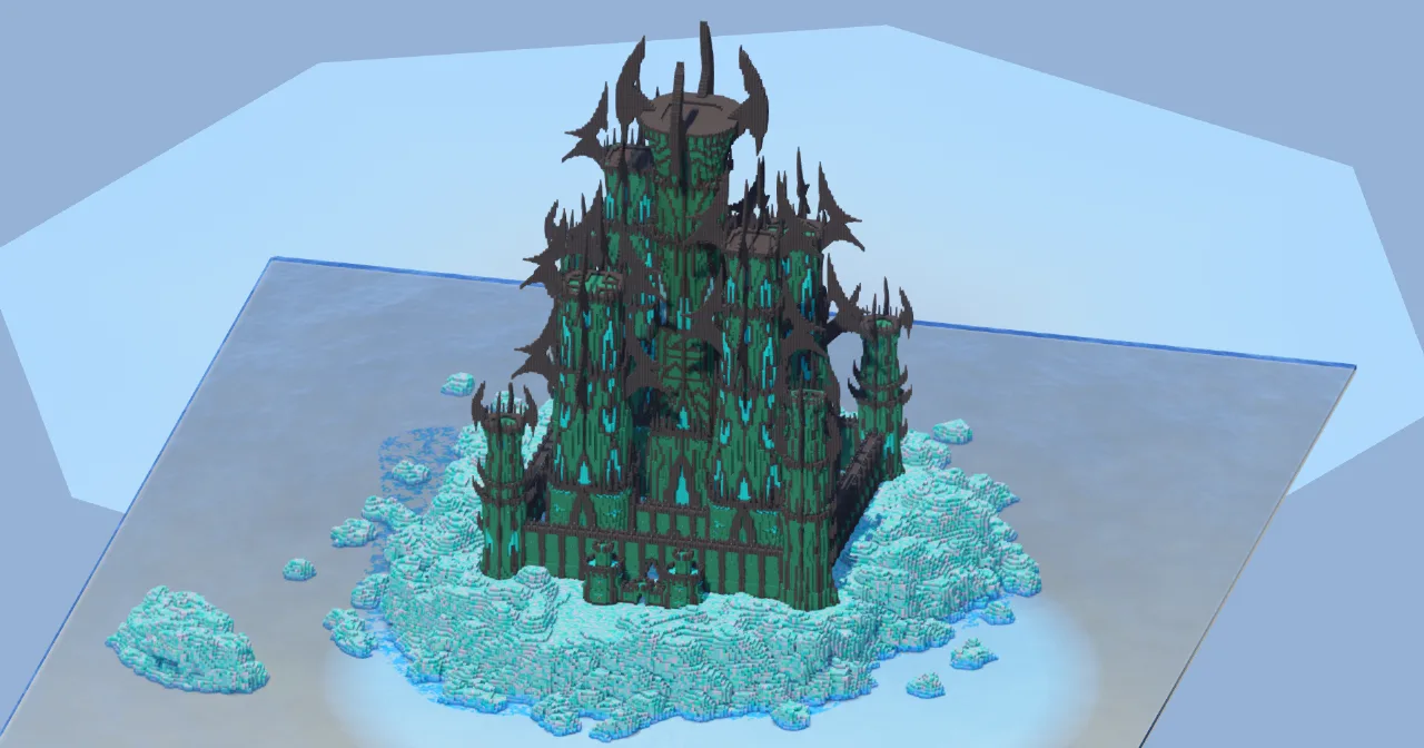 Dark Prismarine Fantasy Castle 400x400 Blocks Fully Built Map — Minecraft Build by LeonisBuilds