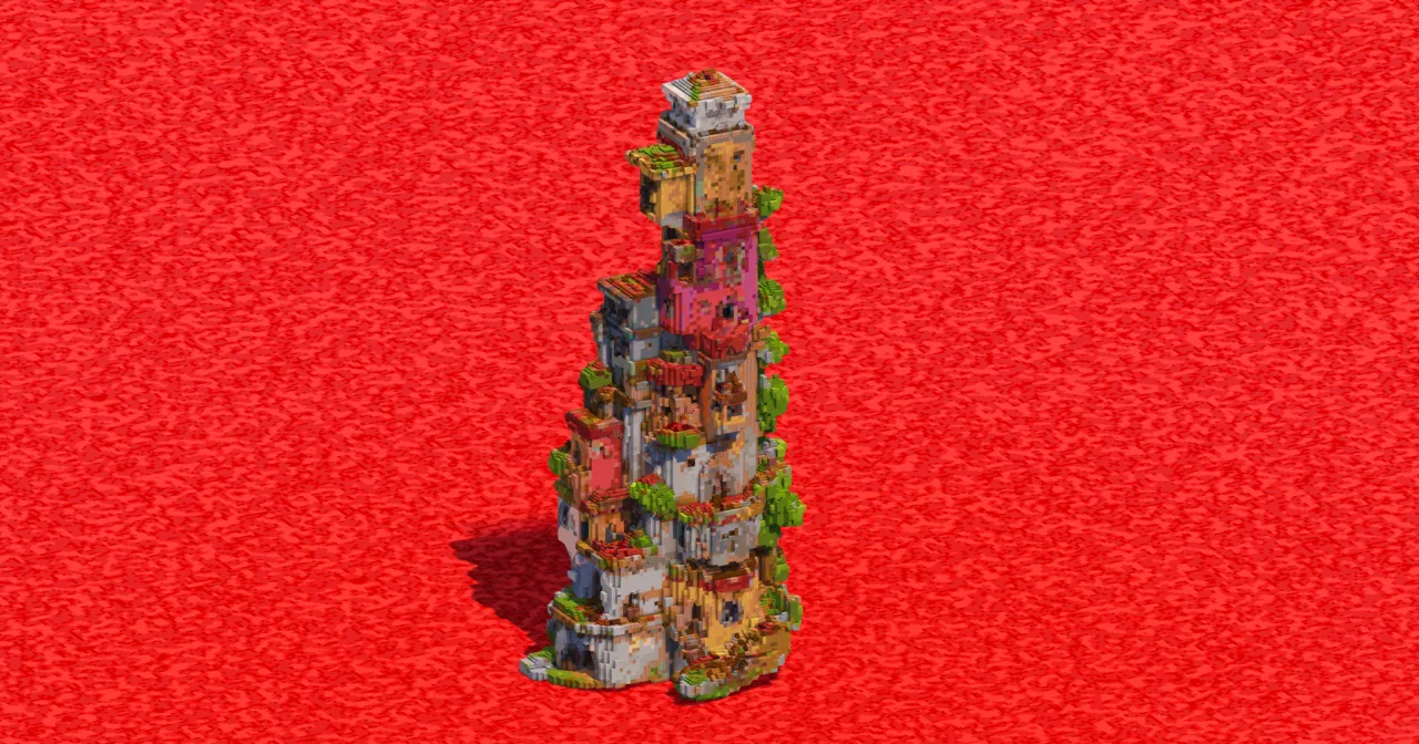 Stacked Colorful Houses — Minecraft Build by ImpossibleBuilds