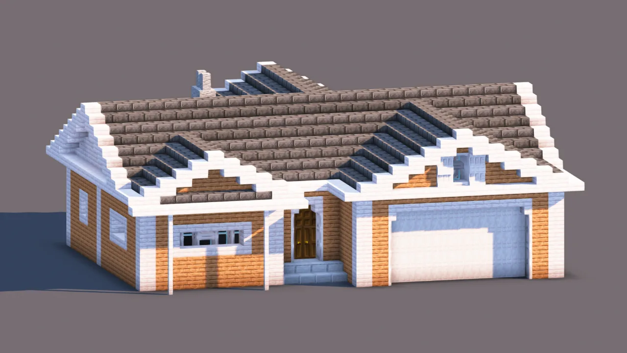 Modern Suburban Ranch House | Family Home with Garage — Minecraft Build by RaekonBuilds