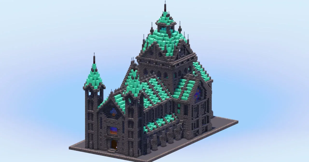 Compact Dark Copper Gothic Cathedral — Minecraft Build by LeonisBuilds