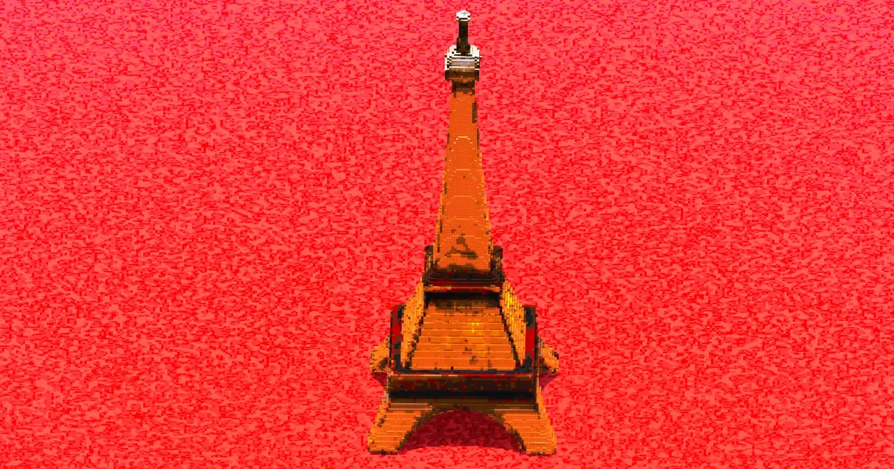 Eiffel Tower Illuminated at Night — Minecraft Build by ImpossibleBuilds