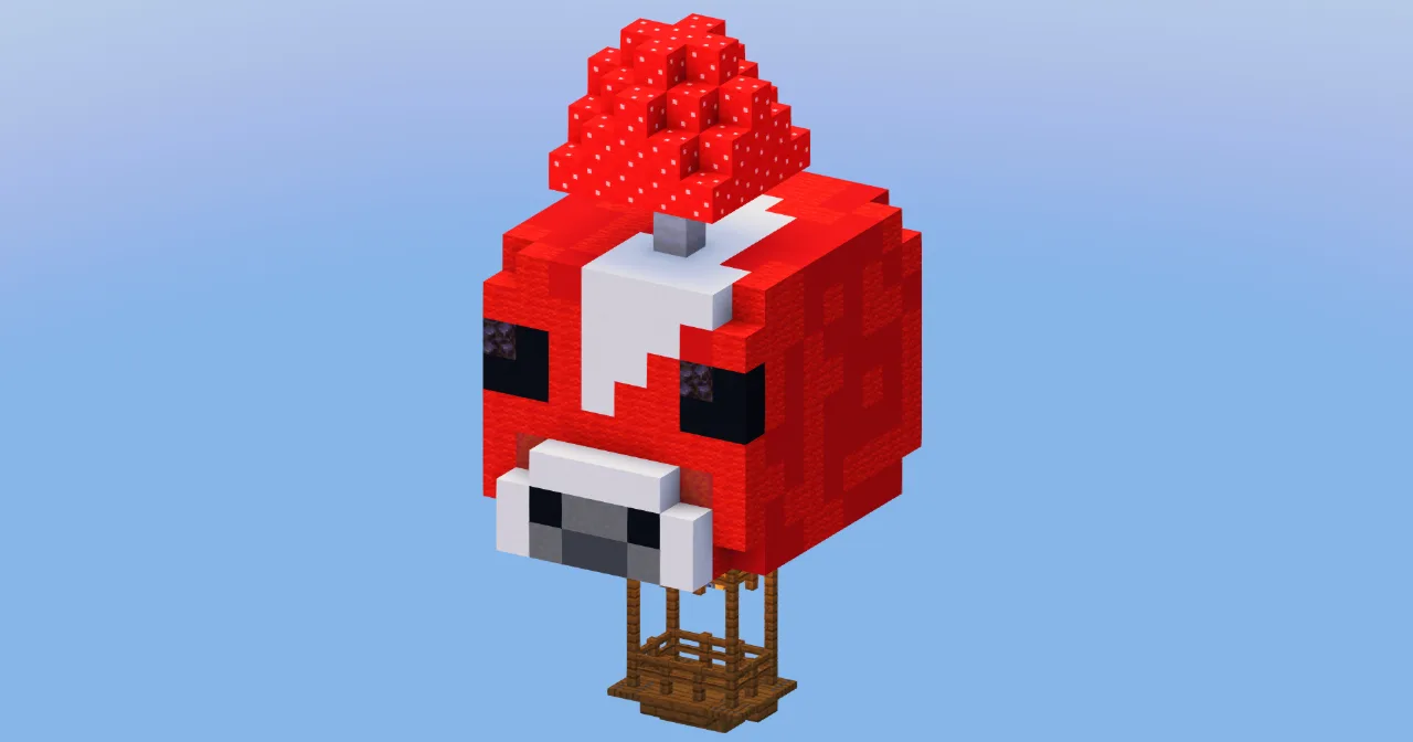 Red Mooshroom Hot Air Balloon — Minecraft Build by LeonisBuilds