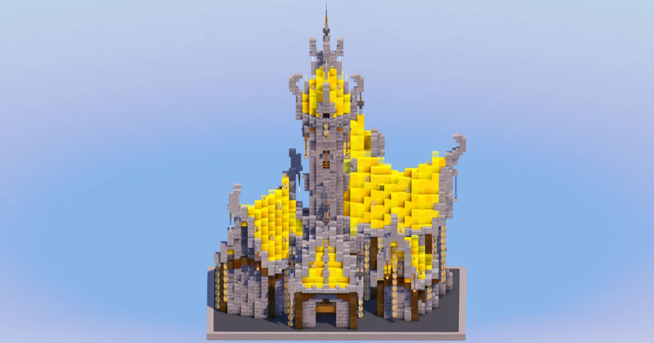 Yellow Medieval Fantasy Castle — Minecraft Build by LeonisBuilds