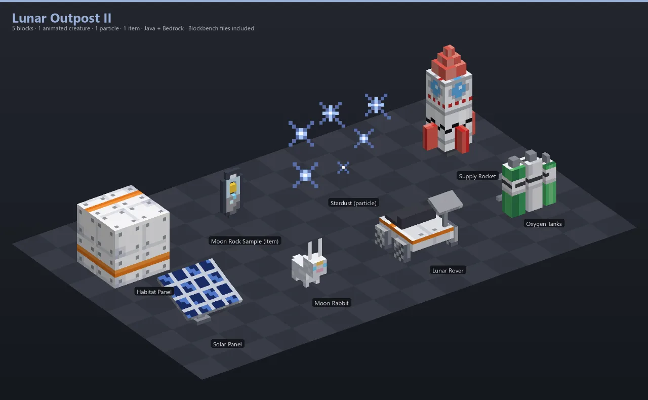 Lunar Outpost II Asset Download [Java + Bedrock + Blockbench] — Minecraft Resource Pack by ScorpionTeam