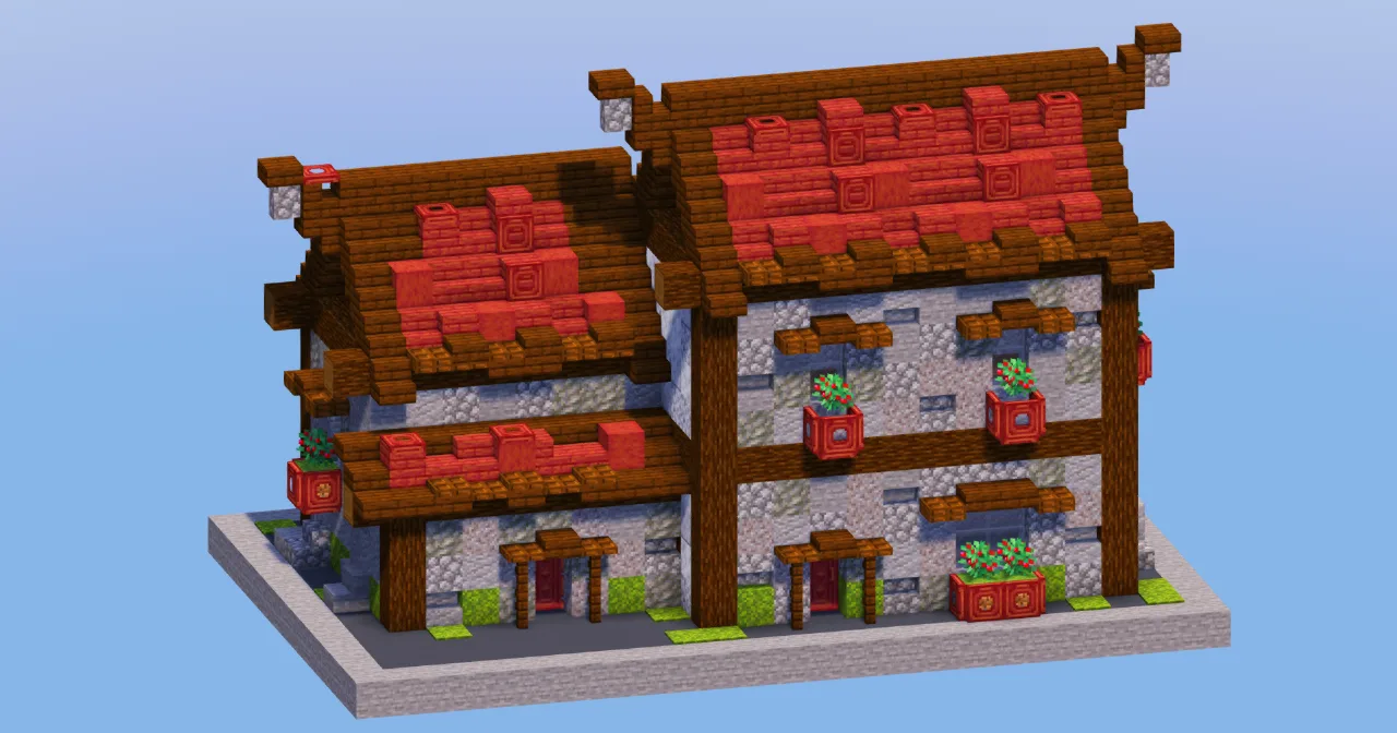 Mangrove Red Medieval House 13 — Minecraft Build by LeonisBuilds