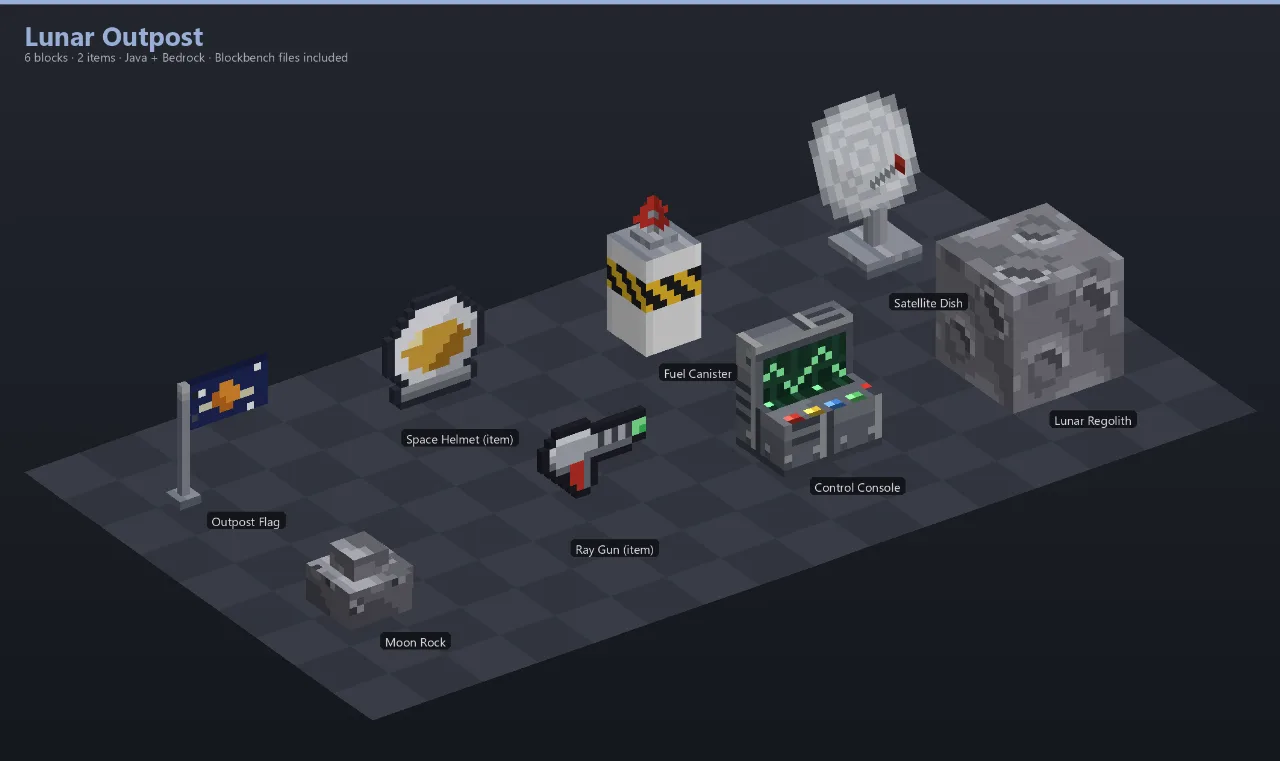Lunar Outpost Asset Download [Java + Bedrock + Blockbench] — Minecraft Resource Pack by ScorpionTeam