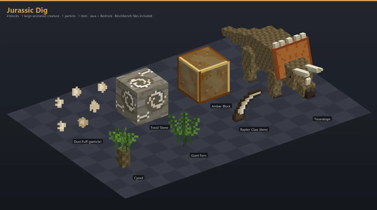 Jurassic Dig Asset [Java + Bedrock + Blockbench] 2 giorni fa — Minecraft Resource Pack by ScorpionTeam