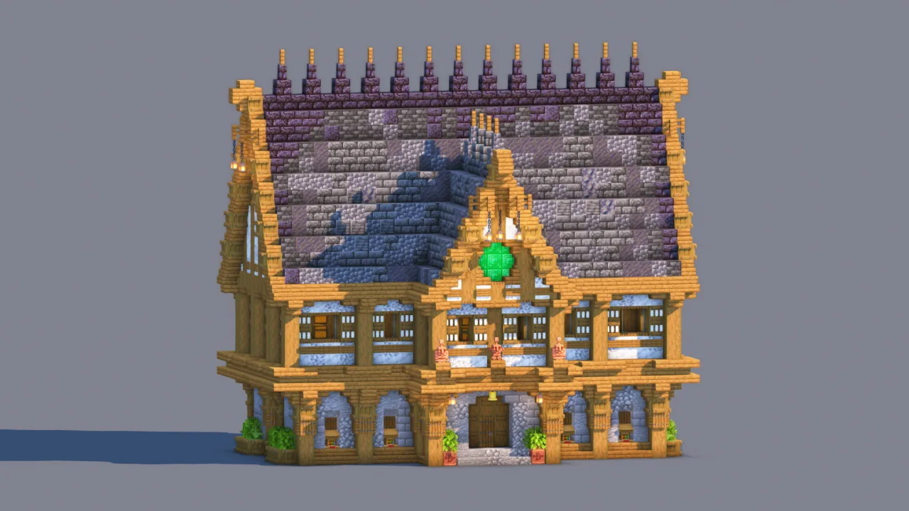 Medieval Trading Hall - Fully Decorated Interior | Download — Minecraft Build by RaekonBuilds