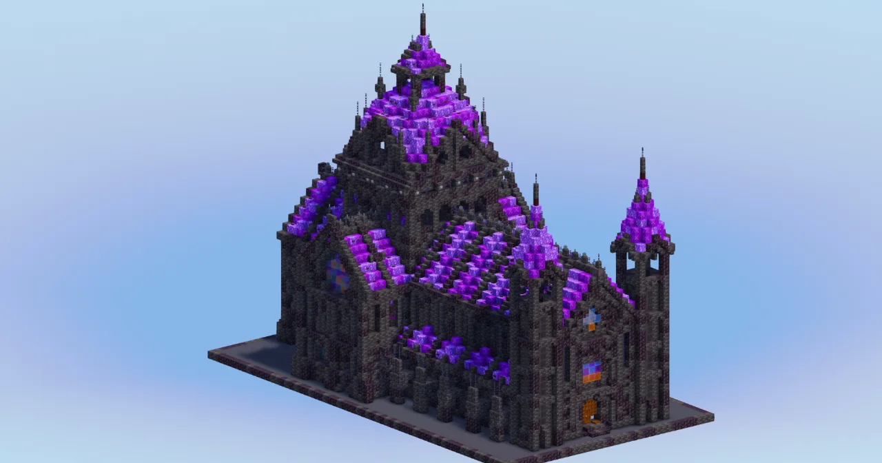Compact Dark Amethyst Gothic Cathedral — Minecraft Build by LeonisBuilds
