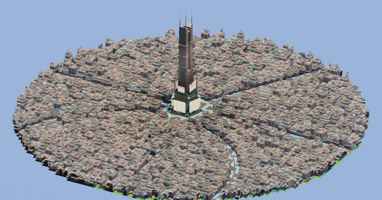Futuristic Mega City, Fully Built 2500x2500 blocks map — Minecraft Build by LeonisBuilds