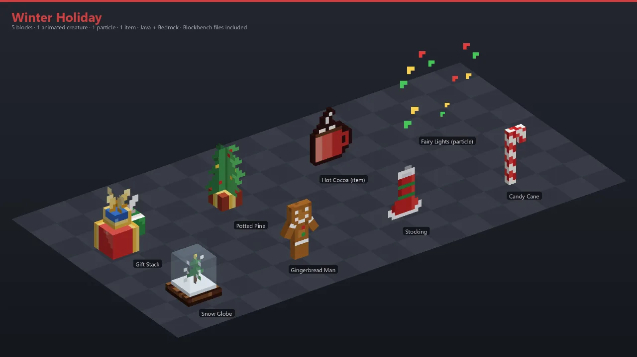 Winter Holiday Asset Download [Java + Bedrock + Blockbench] — Minecraft Resource Pack by ScorpionTeam