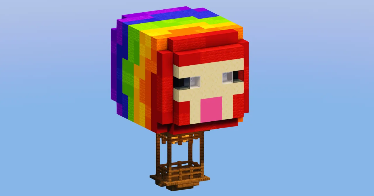 Rainbow Sheep Hot Air Balloon — Minecraft Build by LeonisBuilds