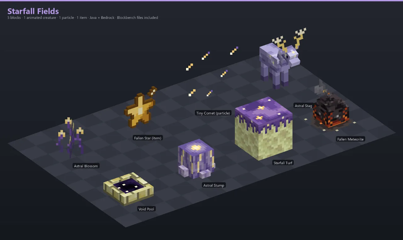 Starfall Fields Asset Download [Java + Bedrock + Blockbench] — Minecraft Resource Pack by ScorpionTeam