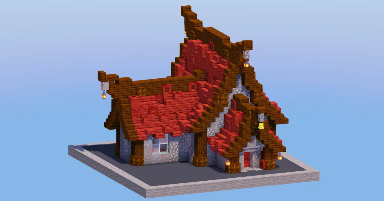 Mangrove Red Medieval House 2 — Minecraft Build by LeonisBuilds
