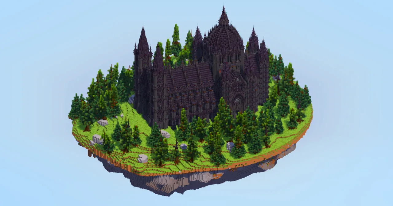 Blackstone Gothic Cathedral on Floating Island — Minecraft Build by LeonisBuilds