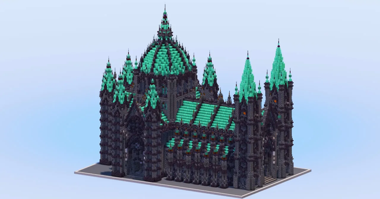 Gothic Cathedral Oxidized Copper Version — Minecraft Build by LeonisBuilds