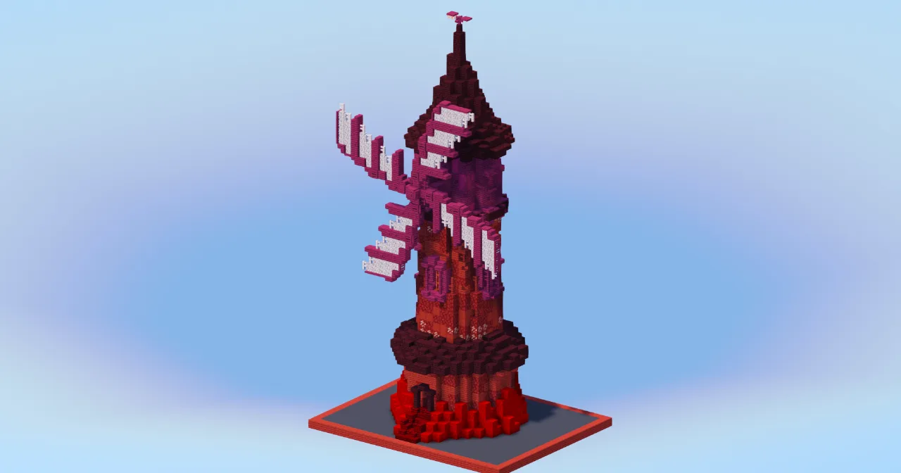 Nether Medieval Windmill — Minecraft Build by LeonisBuilds