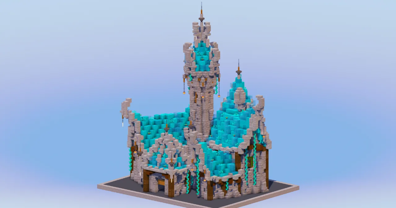 Cyan Medieval Fantasy Castle — Minecraft Build by LeonisBuilds