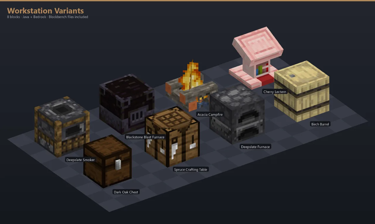 Workstation Variants Asset [Java + Bedrock + Blockbench] — Minecraft Resource Pack by ScorpionTeam