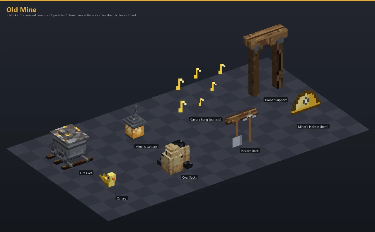 Old Mine Asset Download [Java + Bedrock + Blockbench] — Minecraft Resource Pack by ScorpionTeam