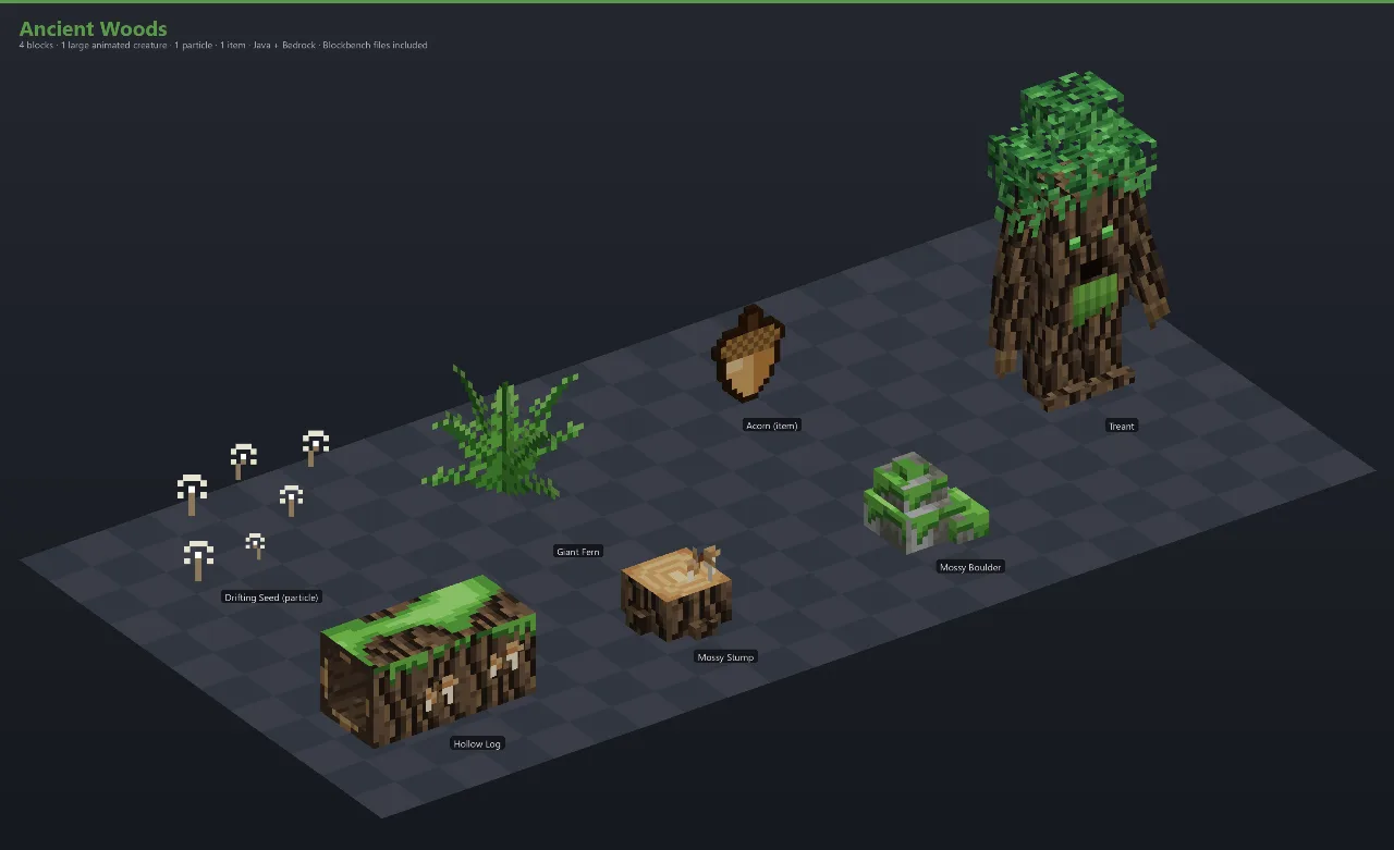 Ancient Woods Asset Download [Java + Bedrock + Blockbench] — Minecraft Resource Pack by ScorpionTeam