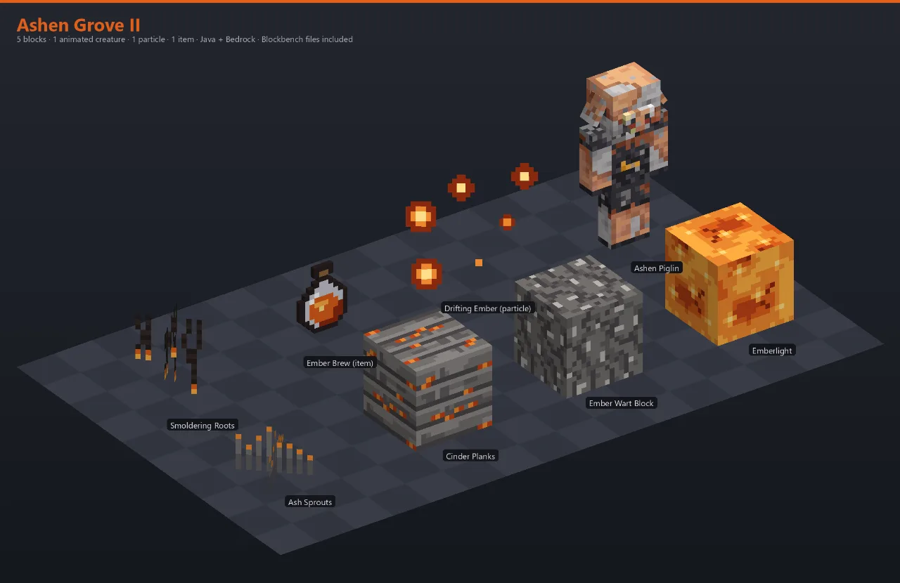 Ashen Grove II Asset Download [Java + Bedrock + Blockbench] — Minecraft Resource Pack by ScorpionTeam