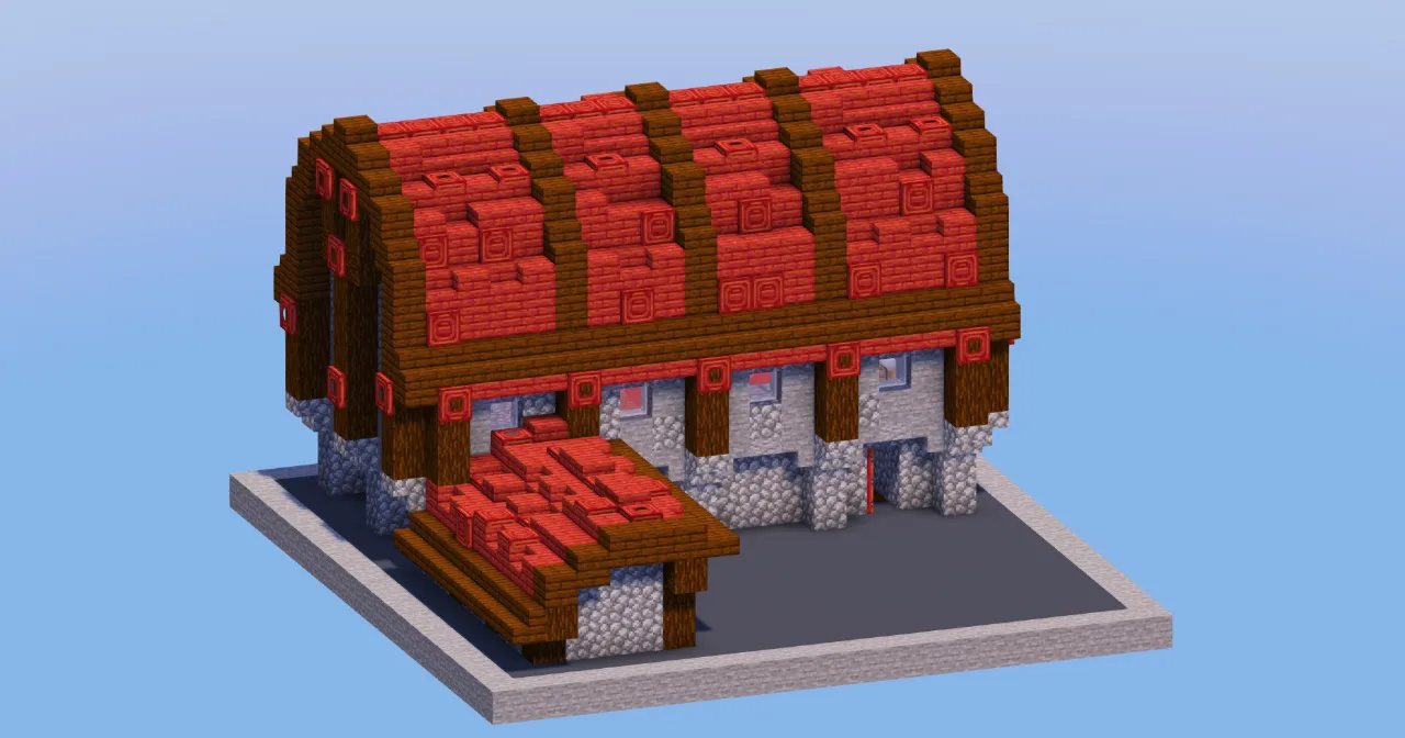 Mangrove Red Medieval Barn — Minecraft Build by LeonisBuilds