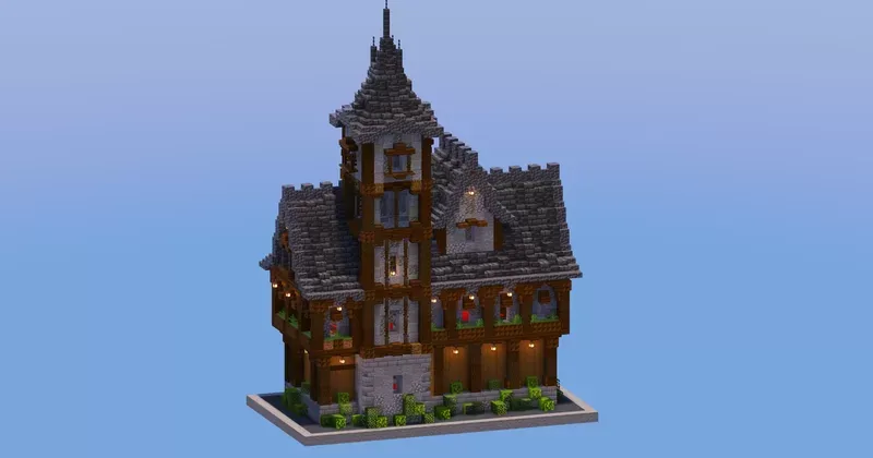 Medieval Town Hall Deepslate Version — Minecraft Build by LeonisBuilds