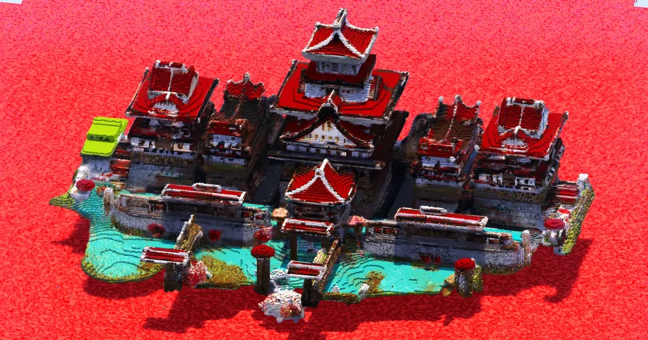 Red Japanese Castle — Minecraft Build by ImpossibleBuilds