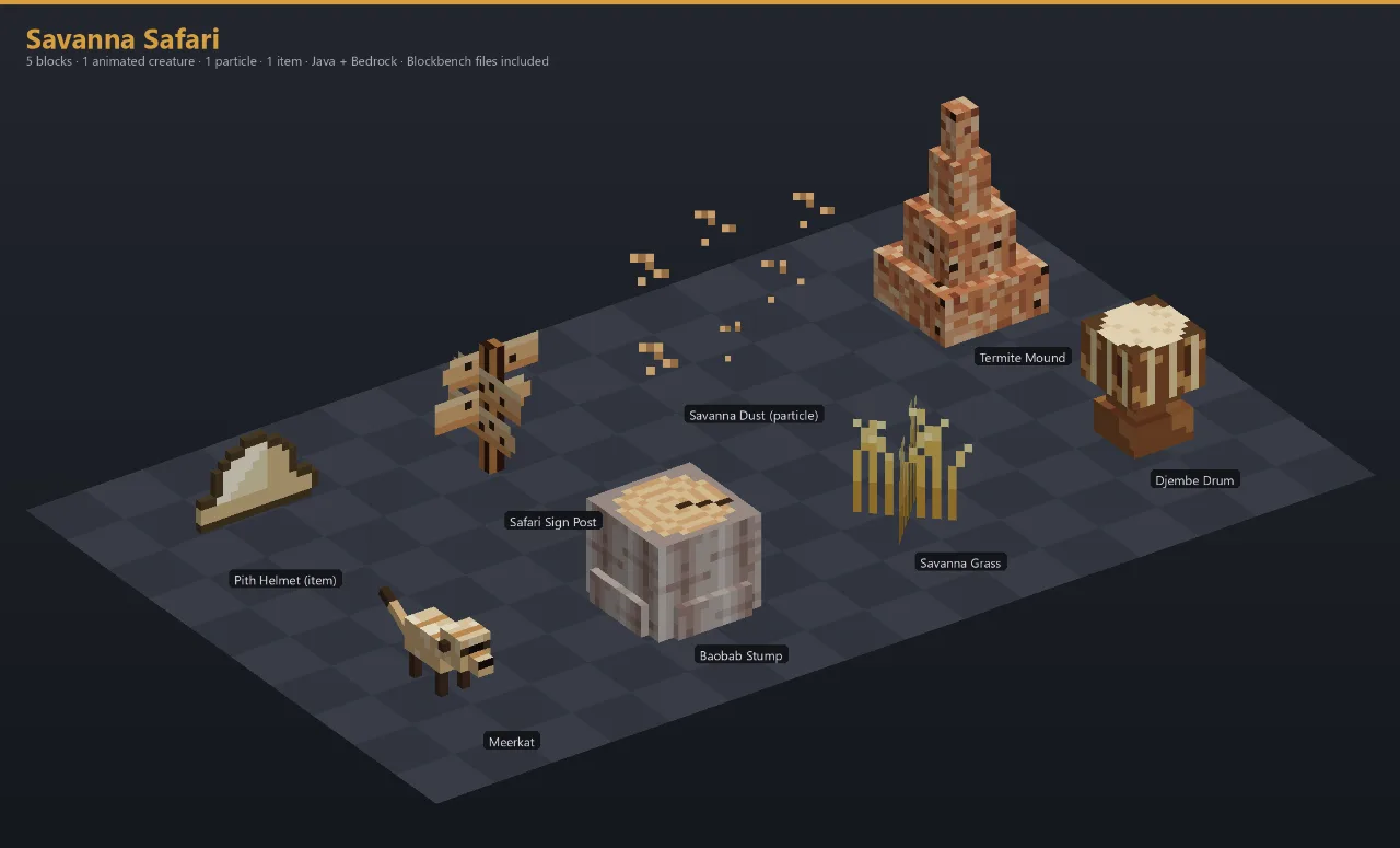 Savanna Safari Asset Download [Java + Bedrock + Blockbench] — Minecraft Resource Pack by ScorpionTeam