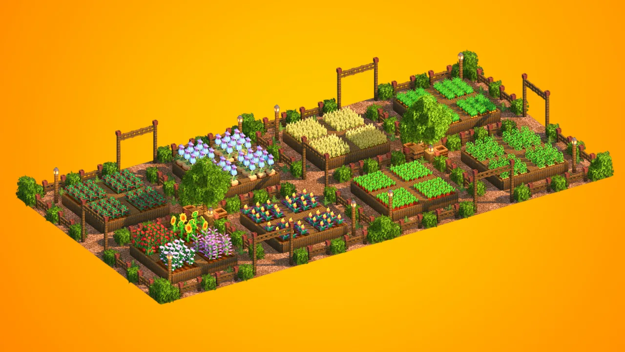 Large Modular Crop & Flower Farm | Survival Layout — Minecraft Build by RaekonBuilds