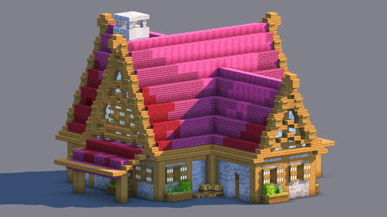 Minecraft Medieval House | Fully Decorated Interior | Survival House Download | Crimson Edition — Minecraft Build by RaekonBuilds