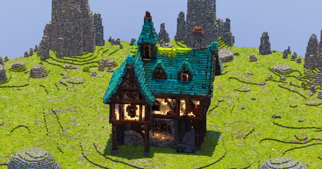Blue Medieval House — Minecraft Build by StrongholdStudios