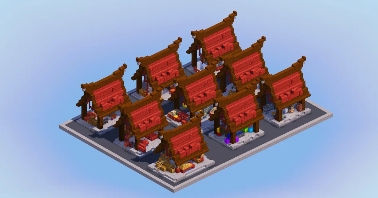 Mangrove Red Medieval Markets — Minecraft Build by LeonisBuilds