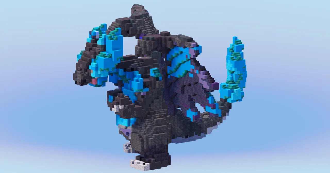 Mega Charizard X from Pokemon — Minecraft Build by LeonisBuilds