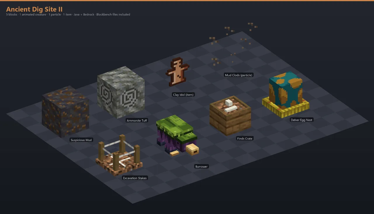 Ancient Dig Site II Asset Download [Java + Bedrock + Blockbench] — Minecraft Resource Pack by ScorpionTeam