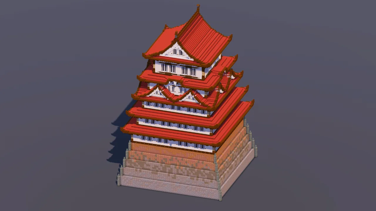 Red Roof Japanese Castle — Minecraft Build by MellowHat