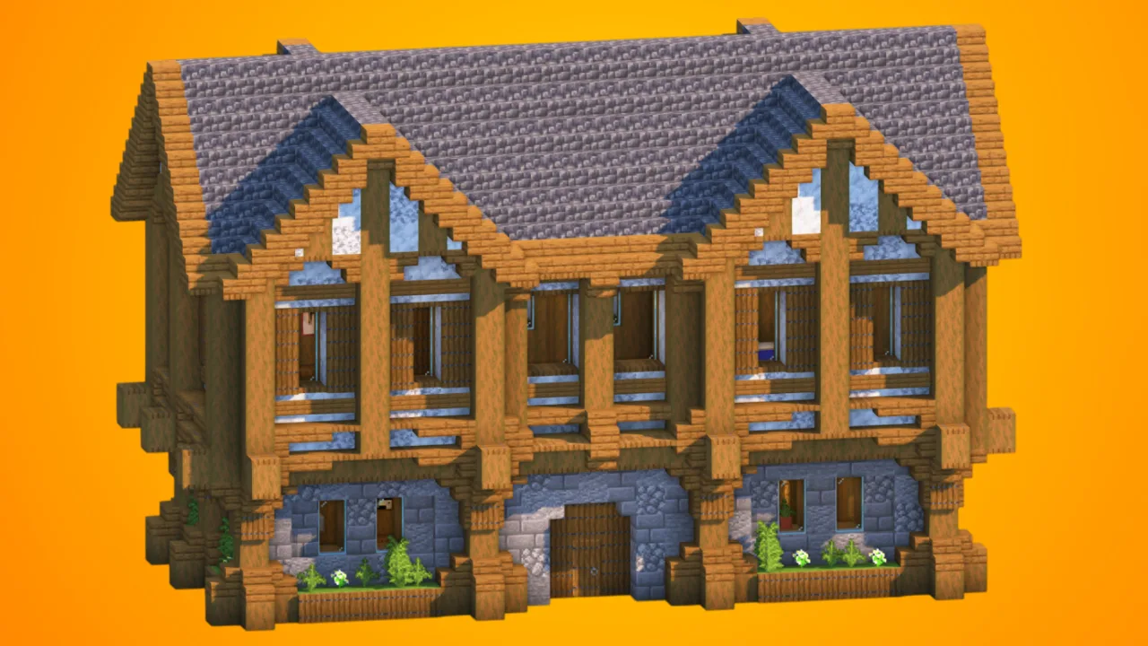 Medieval Double-Gable Townhouse | Fully Furnished Interior — Minecraft Build by RaekonBuilds