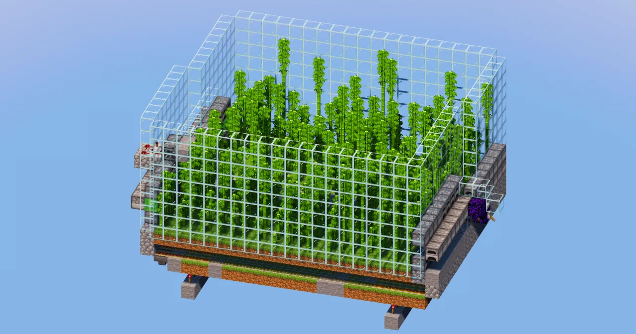 5000 Bamboo/hour Automatic Farm, Uses slimeblocks and flying machine — Minecraft Build by LeonisBuilds