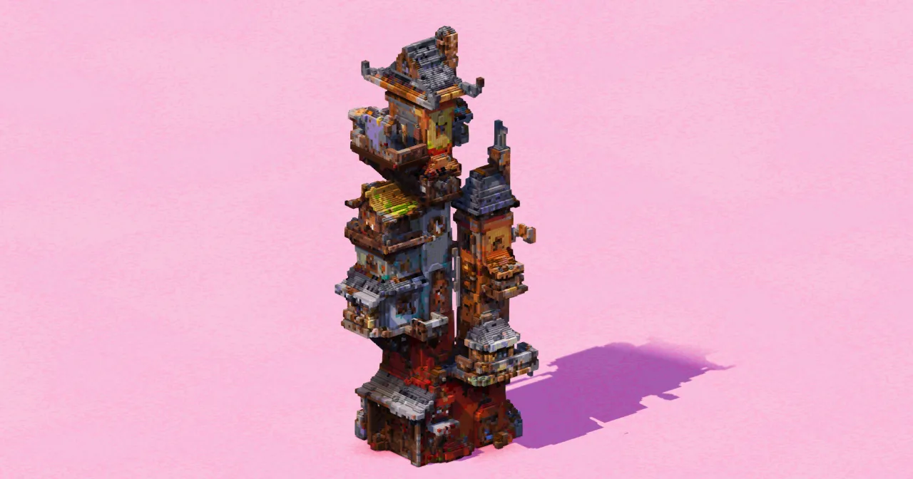 Stacked Crooked Tower Houses — Minecraft Build by EasternRealms