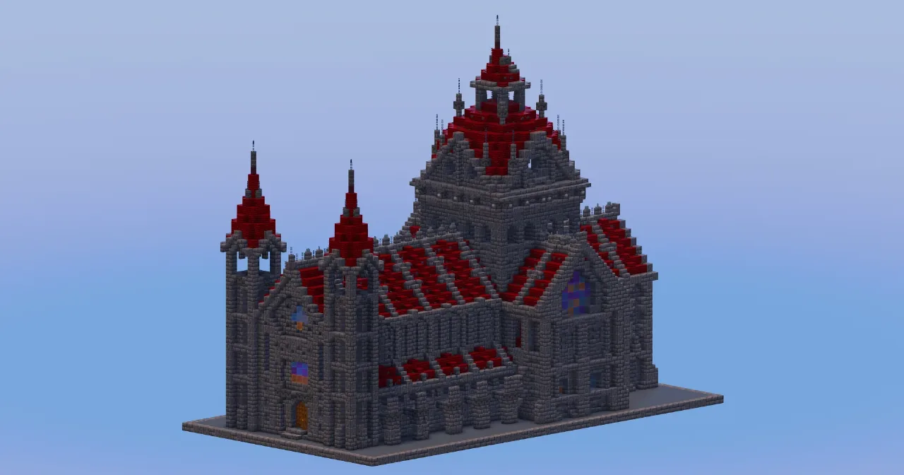 Compact Dark Red Gothic Cathedral — Minecraft Build by LeonisBuilds