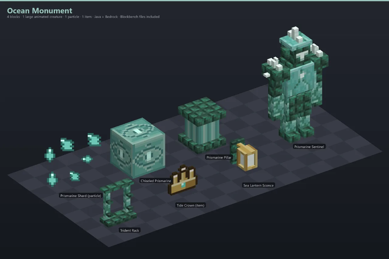 Ocean Monument Asset [Java + Bedrock + Blockbench] — Minecraft Resource Pack by ScorpionTeam