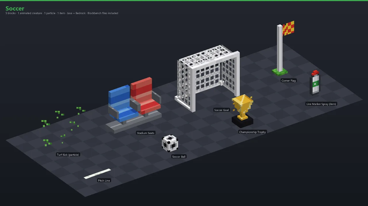 Soccer Asset Download [Java + Bedrock + Blockbench] — Minecraft Resource Pack by ScorpionTeam