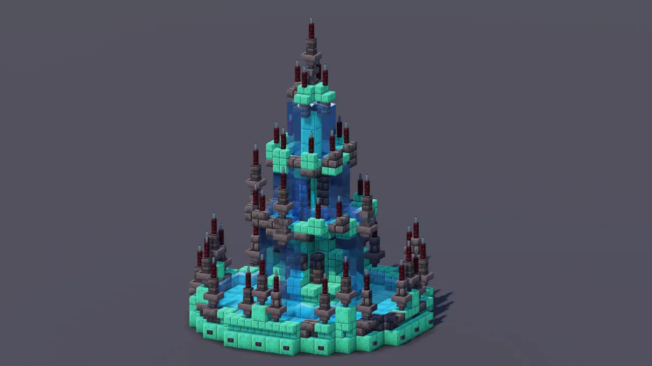 Dark Copper Gothic Fountain — Minecraft Build by MellowHat