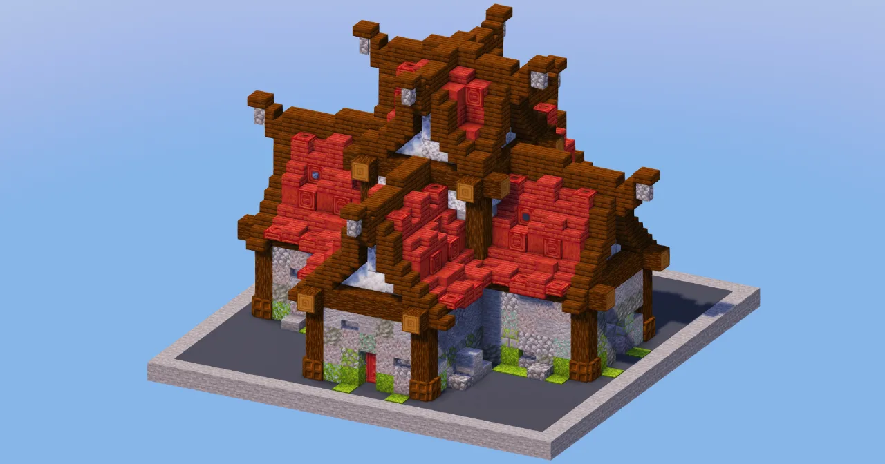 Mangrove Red Medieval House 1 — Minecraft Build by LeonisBuilds